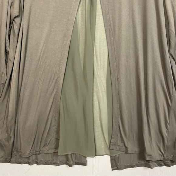 LOGO by Lori Goldstein Sage Green Open Front Mixed Media Cardigan Top Size 1X - Picture 7 of 7